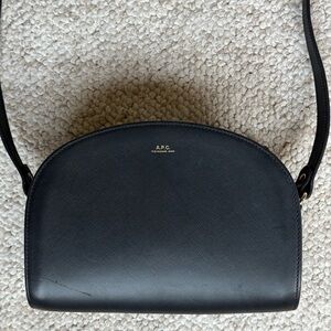 A.P.C. Black Demi-Lune Bag in embossed calfskin leather